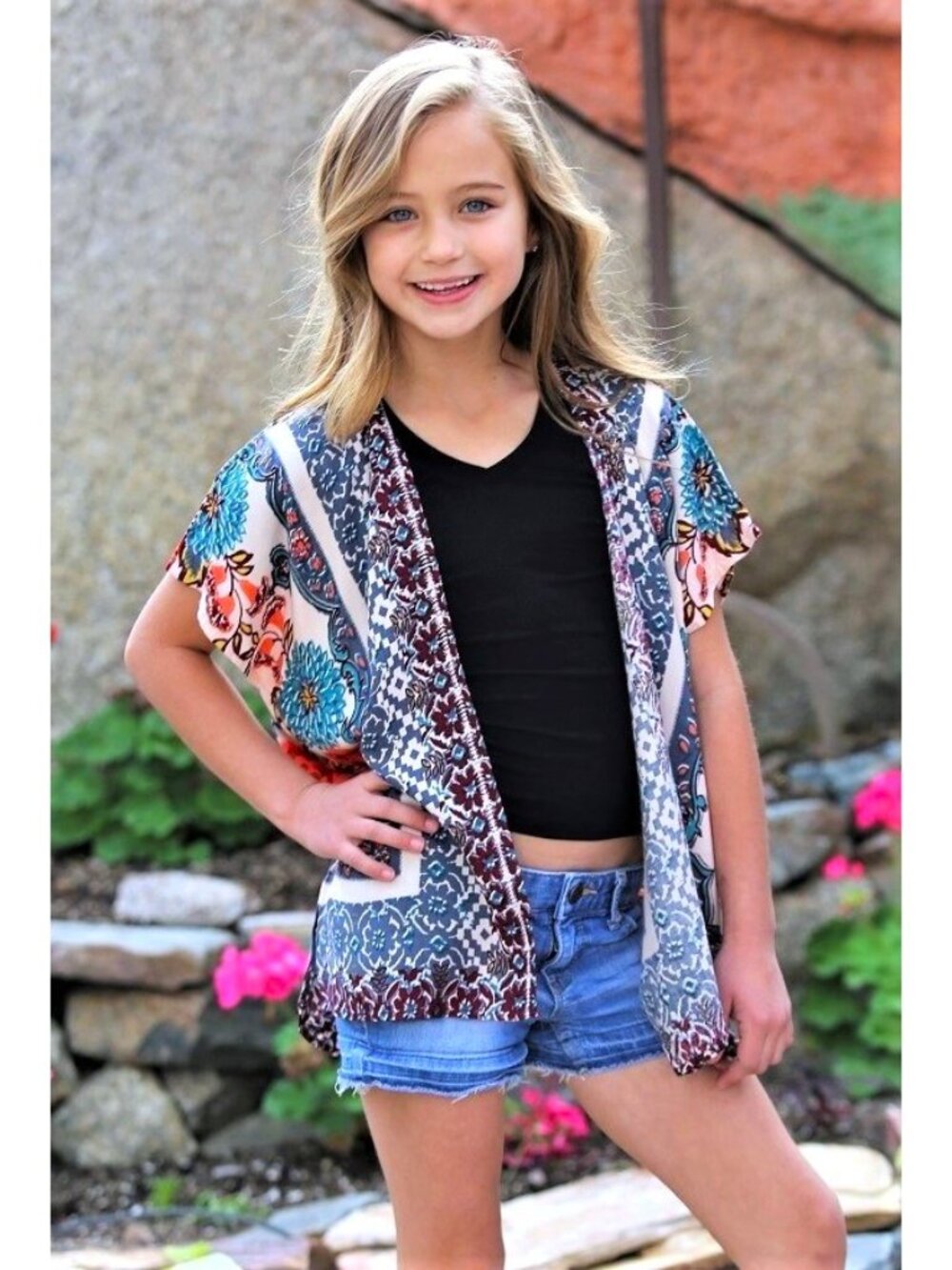 Floral Print Kimono. Girl's Size Medium. Angie Brand. NWT.